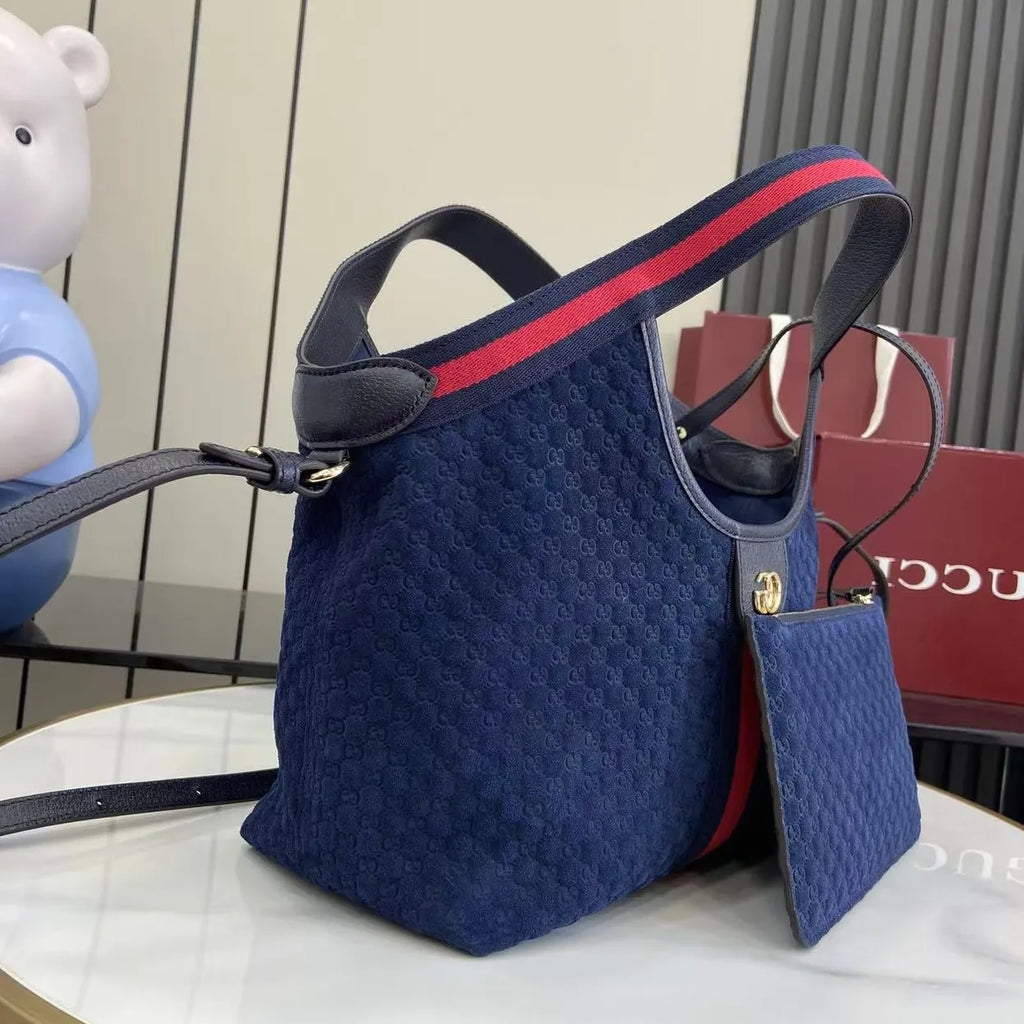 Gucci Giglio small tote bag ‎860845 Blue GG suede