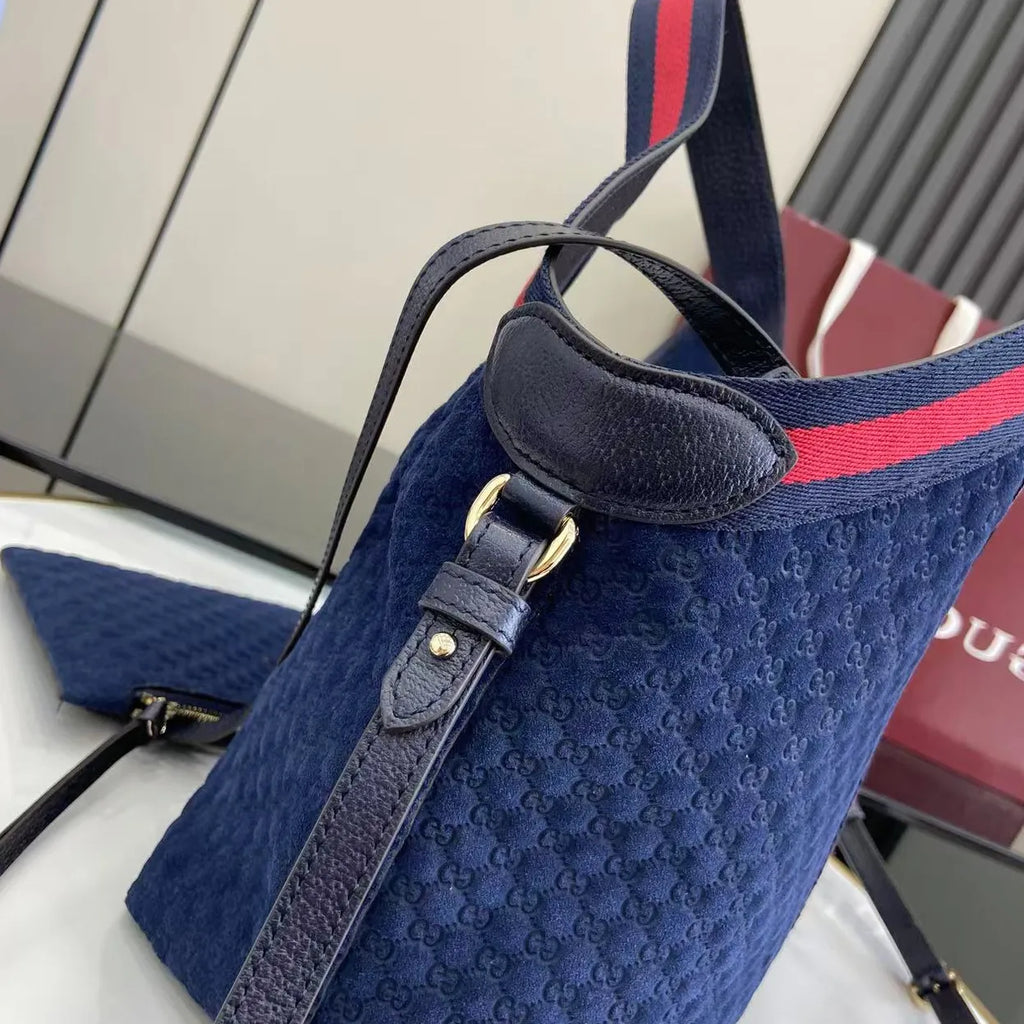 Gucci Giglio small tote bag ‎860845 Blue GG suede