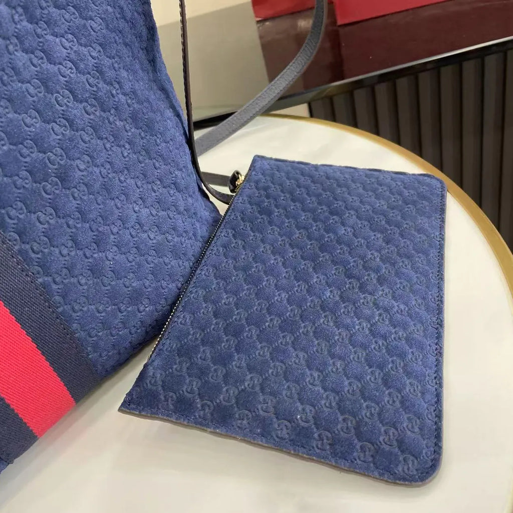 Gucci Giglio small tote bag ‎860845 Blue GG suede