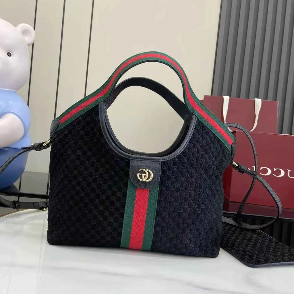 Gucci Giglio small tote bag ‎860845 Black GG suede