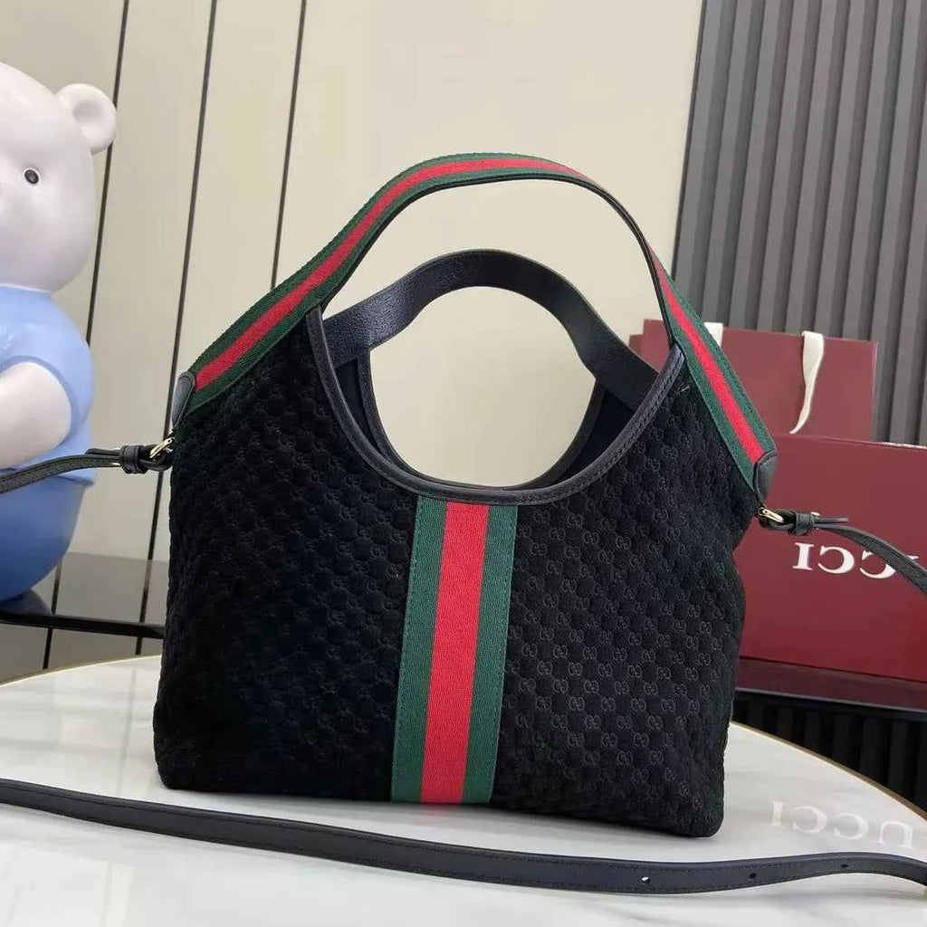 Gucci Giglio small tote bag ‎860845 Black GG suede