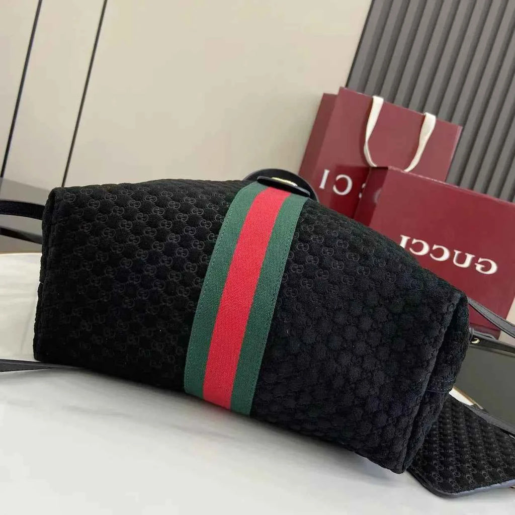 Gucci Giglio small tote bag ‎860845 Black GG suede