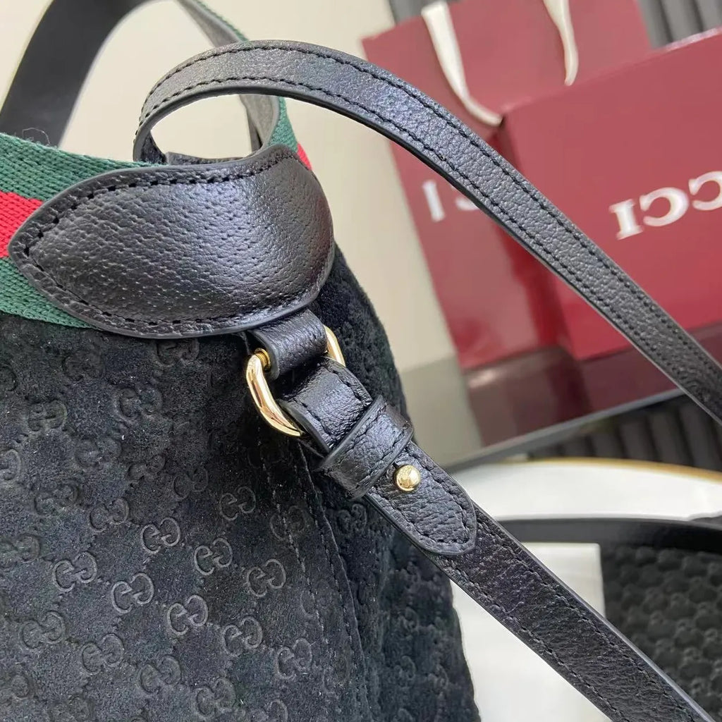 Gucci Giglio small tote bag ‎860845 Black GG suede