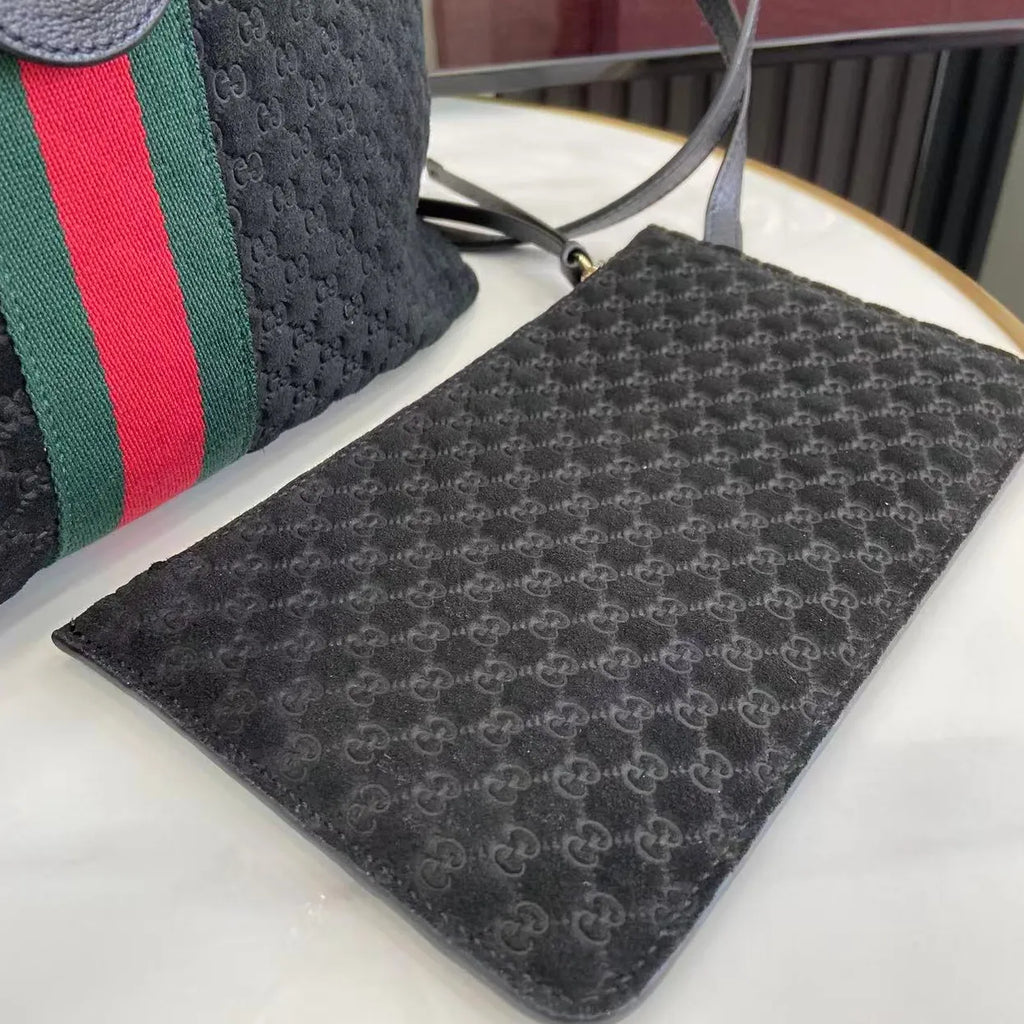 Gucci Giglio small tote bag ‎860845 Black GG suede