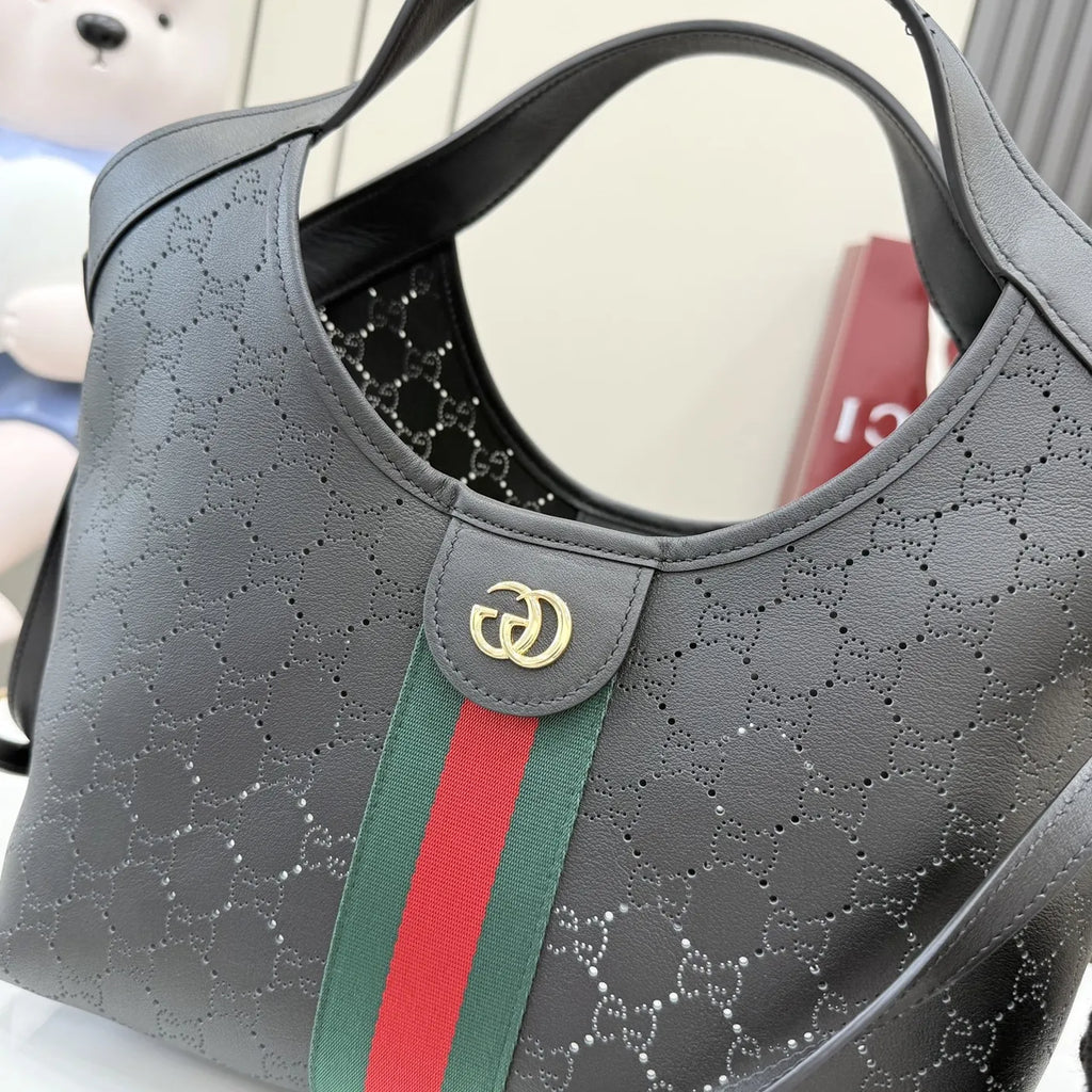 Gucci Giglio small tote bag ‎860845 Black soft GG leather