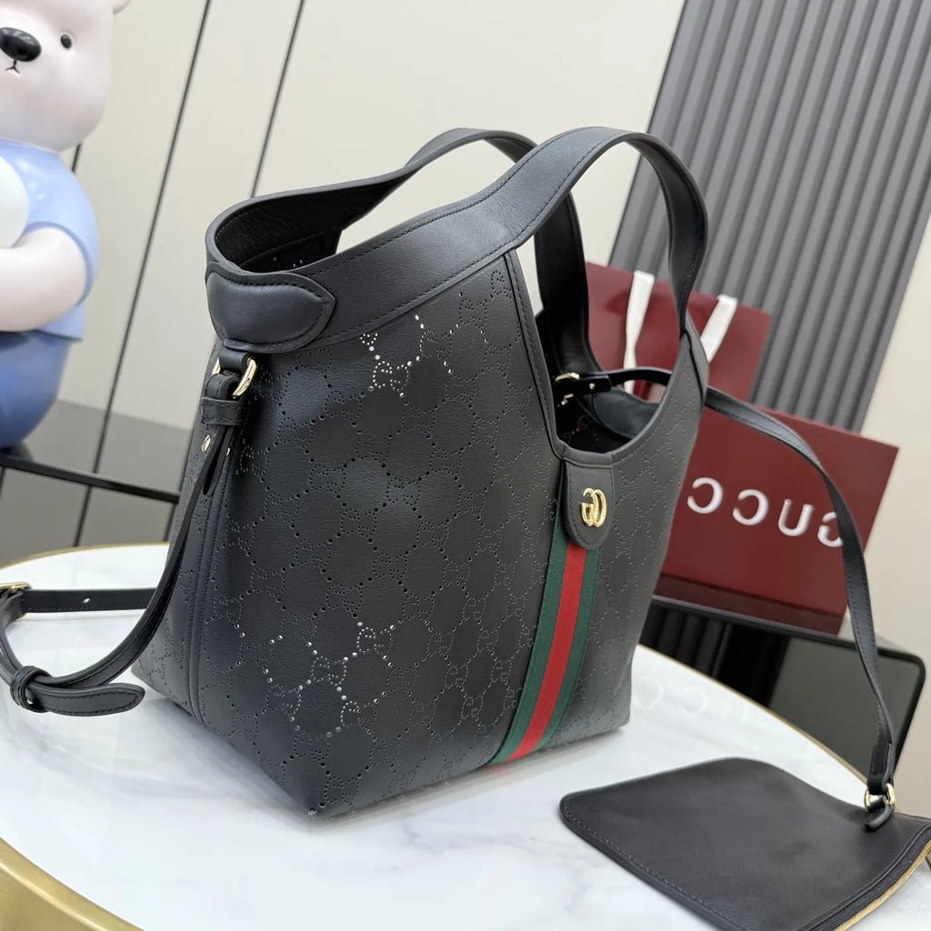 Gucci Giglio small tote bag ‎860845 Black soft GG leather