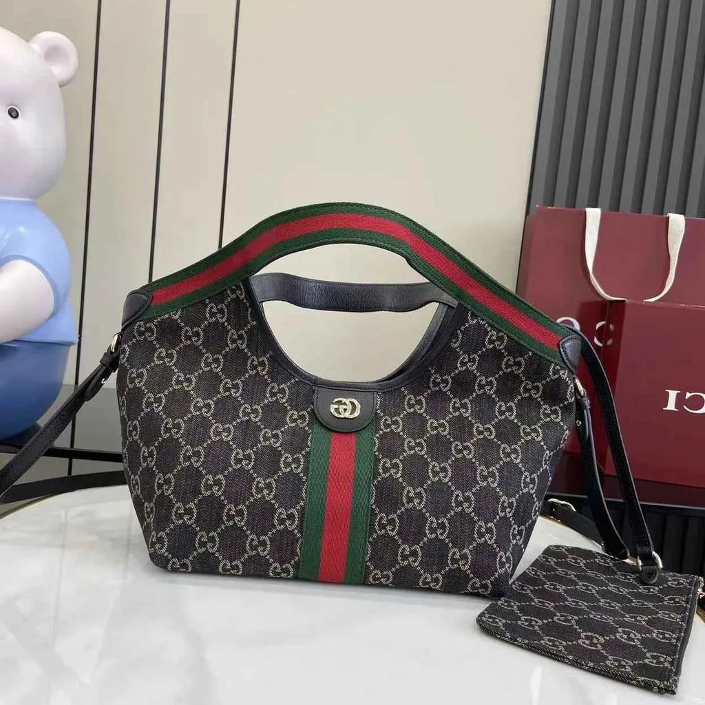 Gucci Giglio small tote bag ‎860845 Green and red Web GG canvas