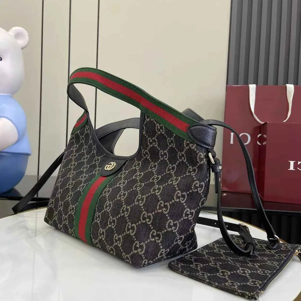 Gucci Giglio small tote bag ‎860845 Green and red Web GG canvas