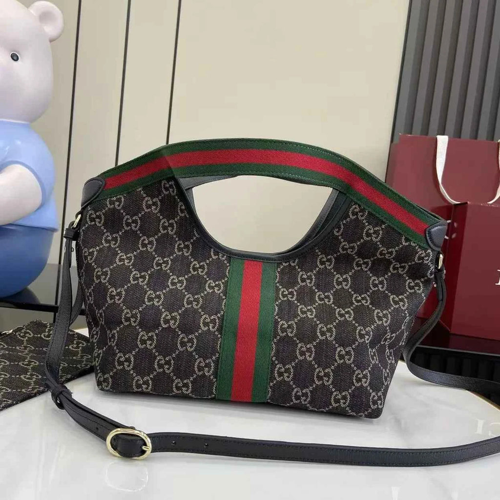 Gucci Giglio small tote bag ‎860845 Green and red Web GG canvas