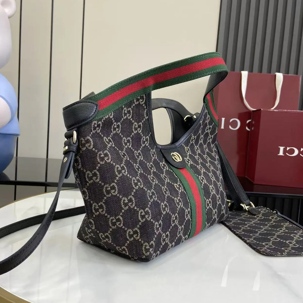 Gucci Giglio small tote bag ‎860845 Green and red Web GG canvas
