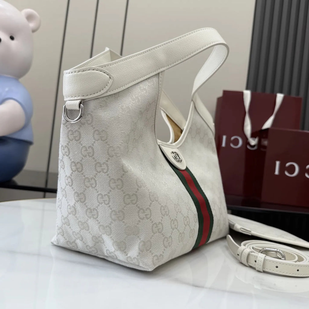 Gucci Giglio small tote bag ‎860845 White GG canvas
