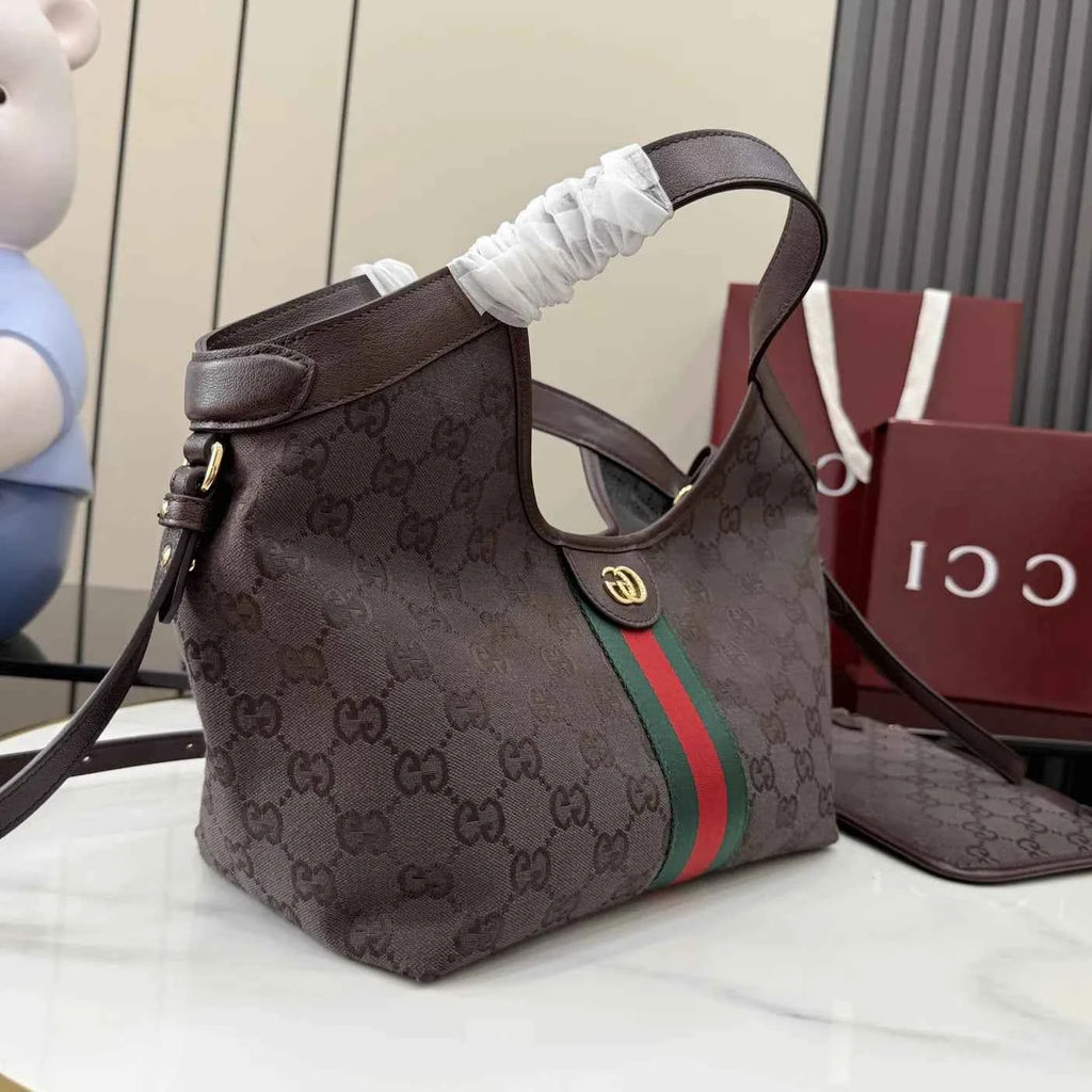 Gucci Giglio small tote bag ‎860845 Dark brown GG canvas