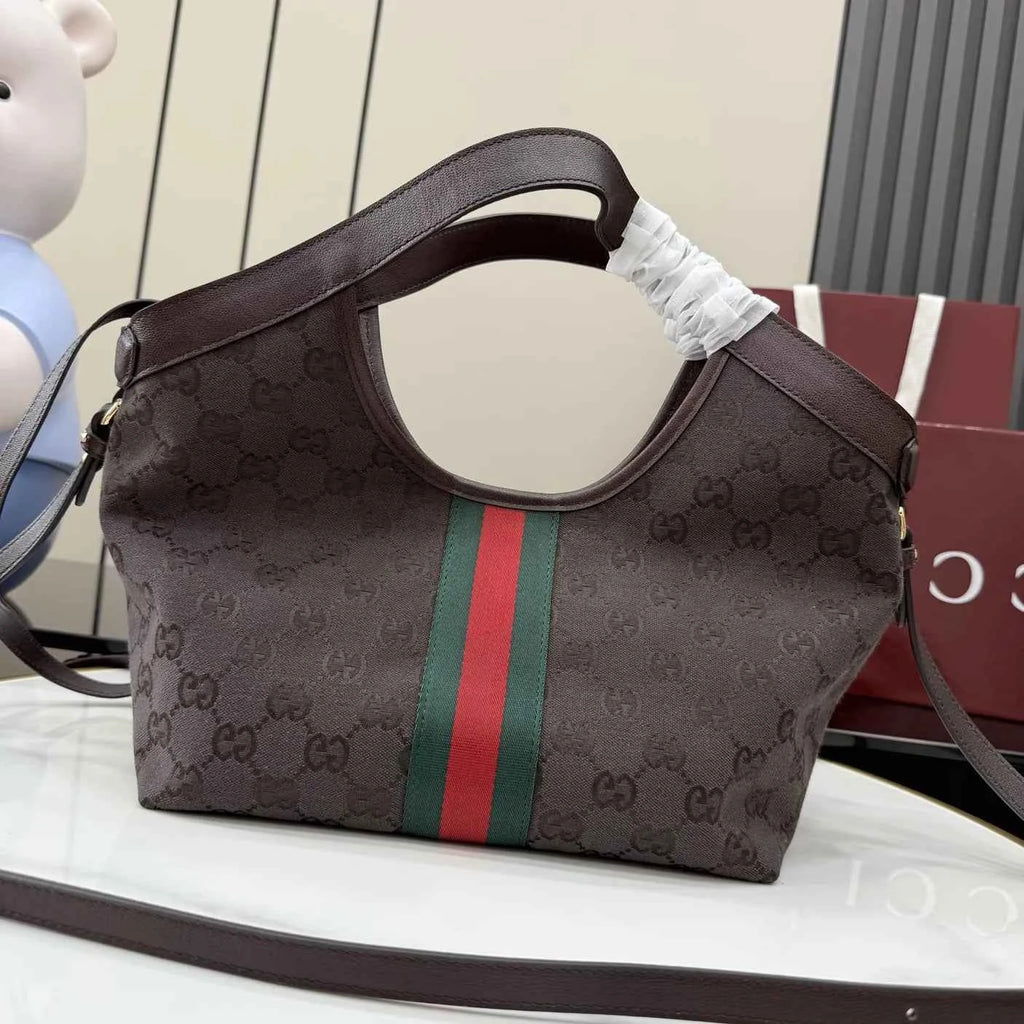 Gucci Giglio small tote bag ‎860845 Dark brown GG canvas