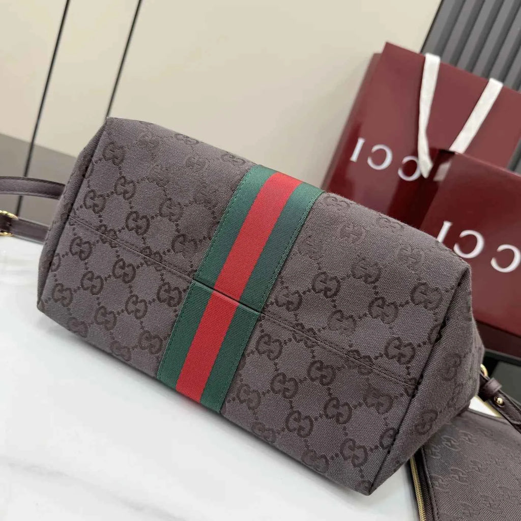 Gucci Giglio small tote bag ‎860845 Dark brown GG canvas
