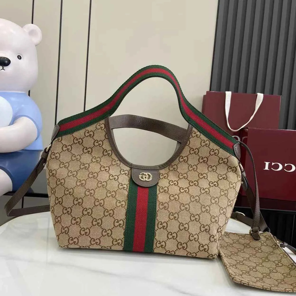 Gucci Giglio small tote bag ‎860845 Beige and dark brown GG canvas