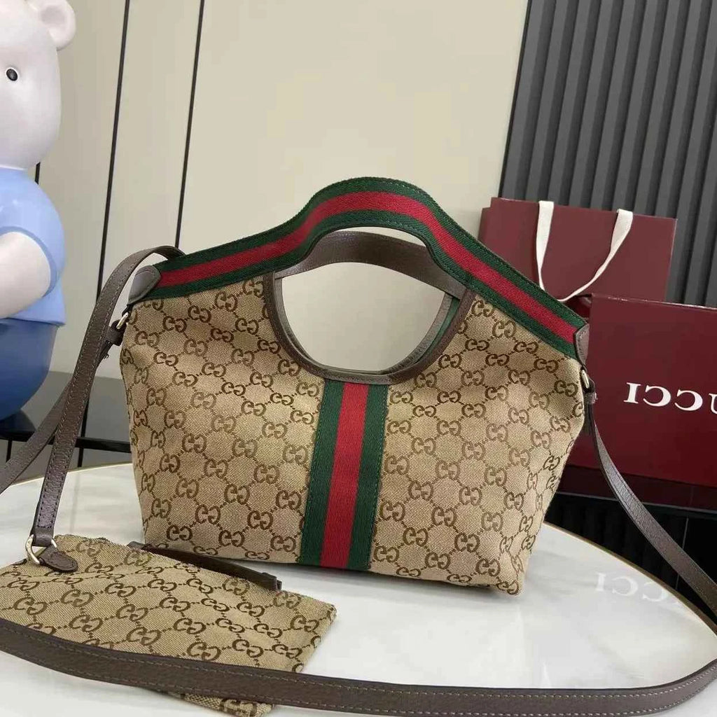 Gucci Giglio small tote bag ‎860845 Beige and dark brown GG canvas