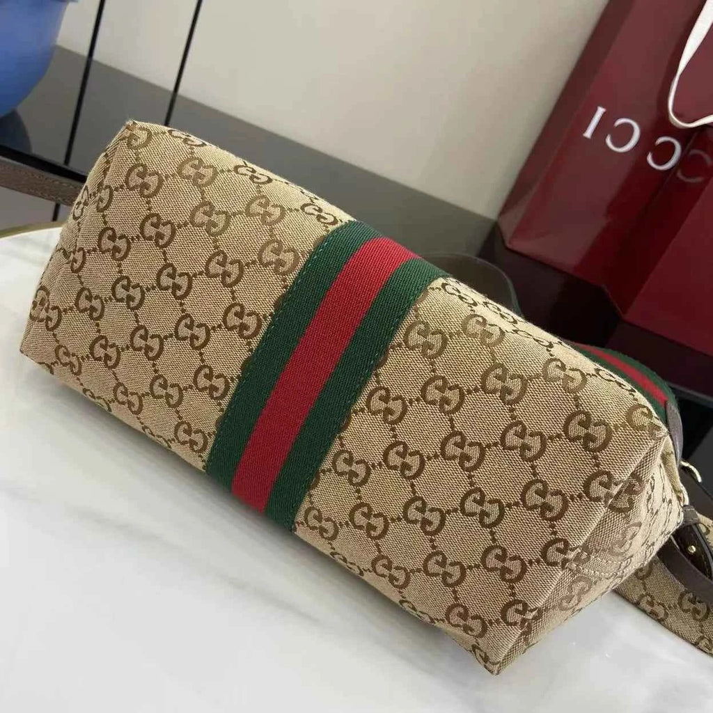 Gucci Giglio small tote bag ‎860845 Beige and dark brown GG canvas