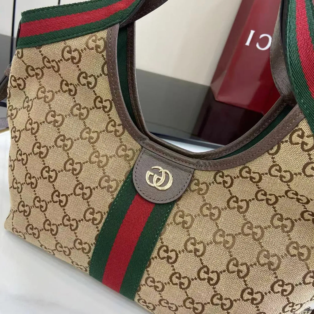 Gucci Giglio small tote bag ‎860845 Beige and dark brown GG canvas