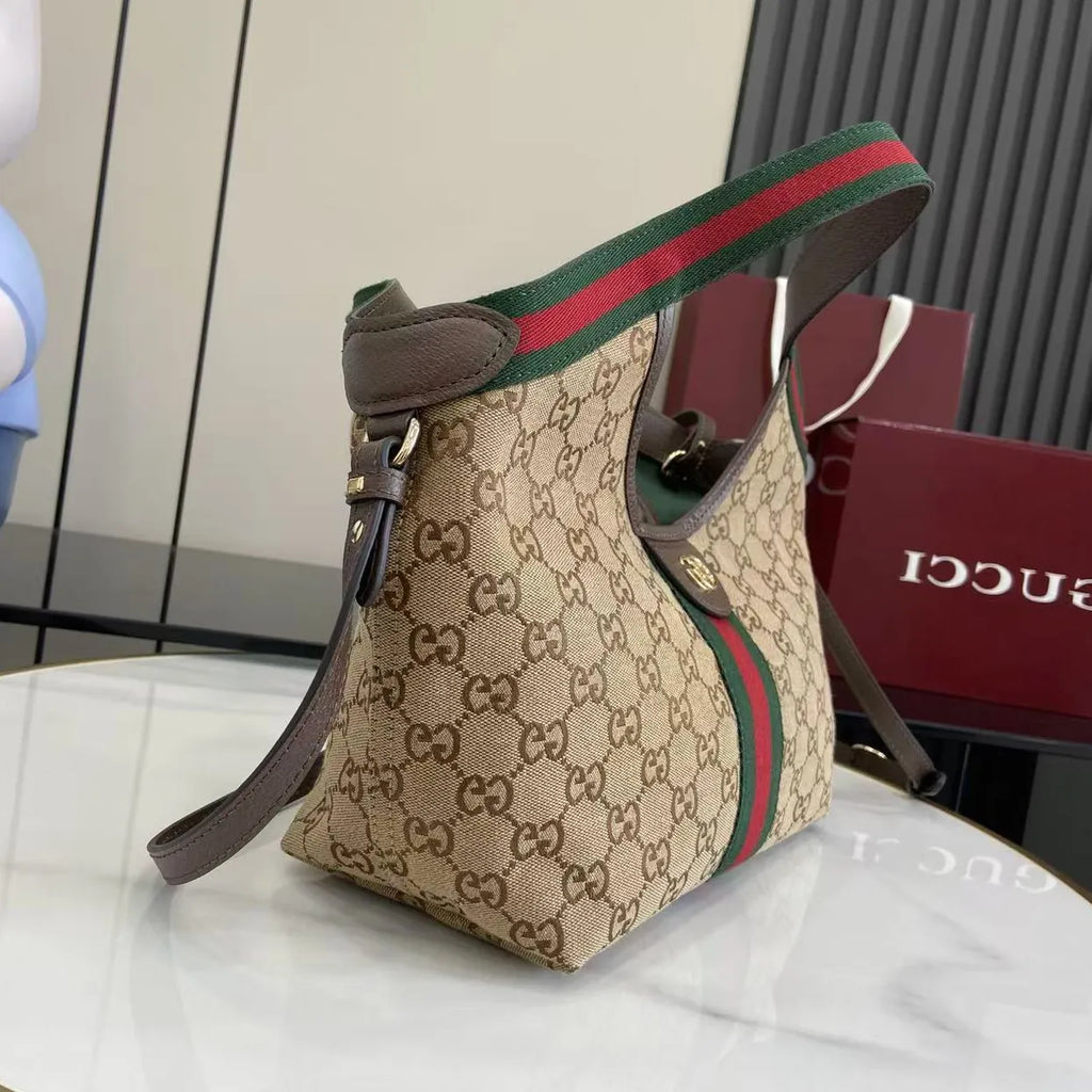 Gucci Giglio small tote bag ‎860845 Beige and dark brown GG canvas