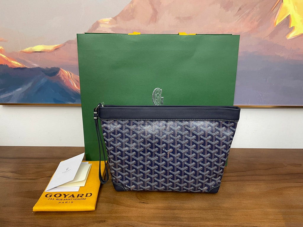 Goyard Conti Pouch Goyardine Canvas Calfskin GY028591 Navy Blue