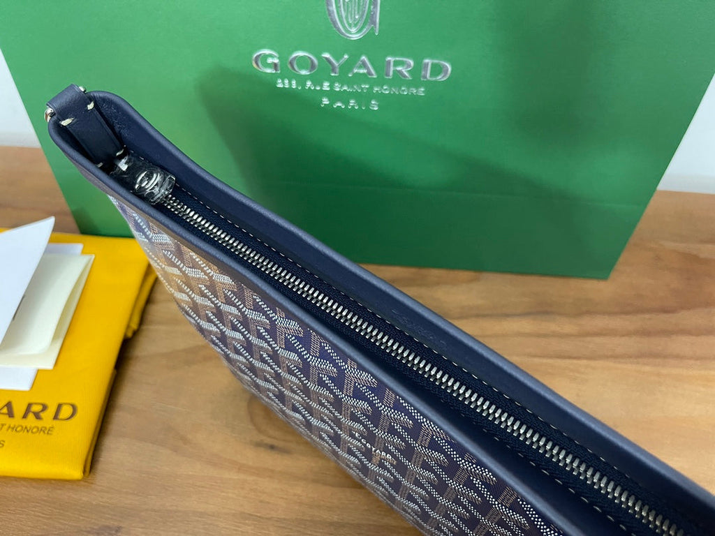 Goyard Conti Pouch Goyardine Canvas Calfskin GY028591 Navy Blue
