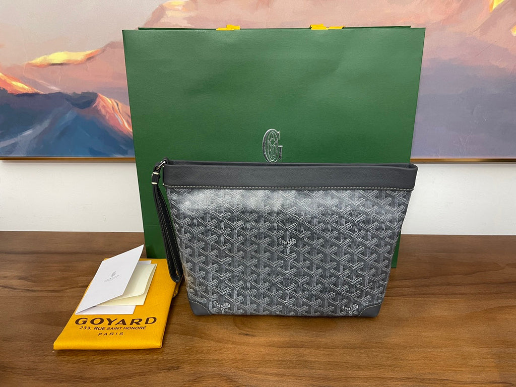Goyard Conti Pouch Goyardine Canvas Calfskin GY028591 Gray