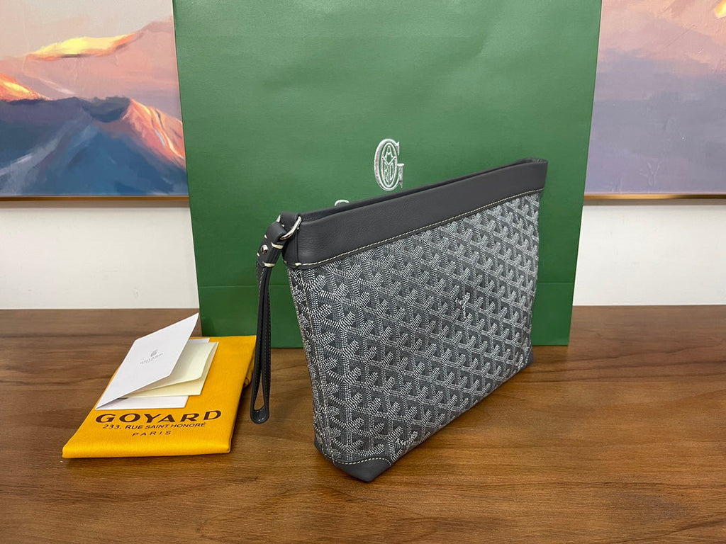 Goyard Conti Pouch Goyardine Canvas Calfskin GY028591 Gray
