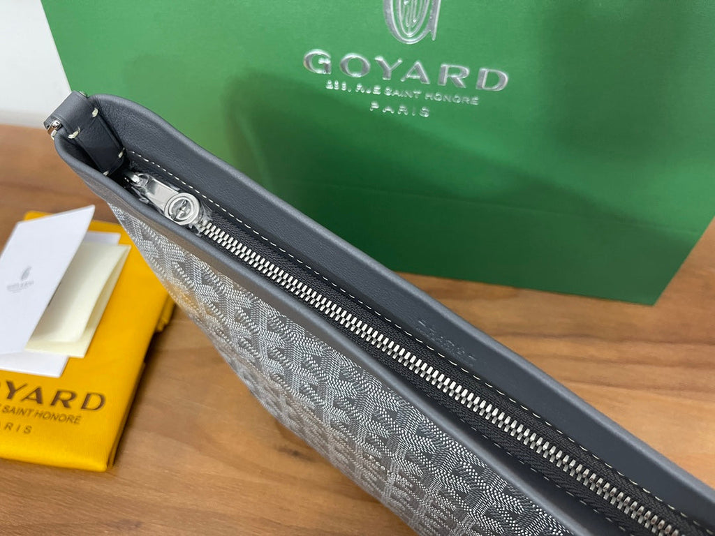 Goyard Conti Pouch Goyardine Canvas Calfskin GY028591 Gray