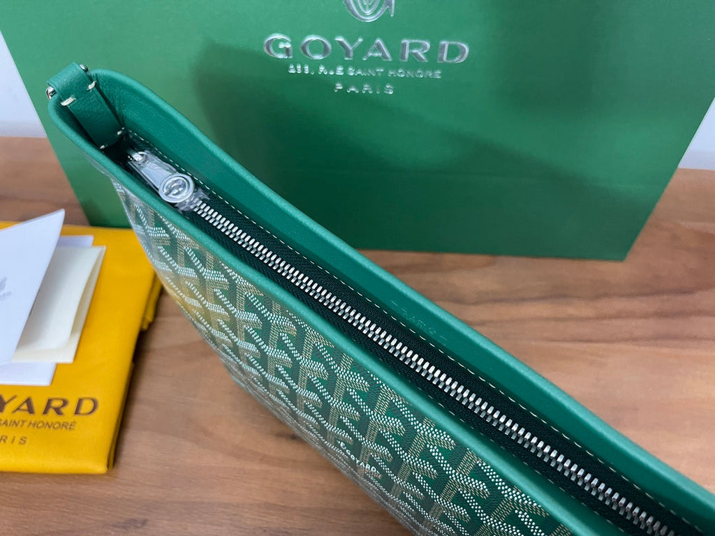 Goyard Conti Pouch Goyardine Canvas Calfskin GY028591 Green
