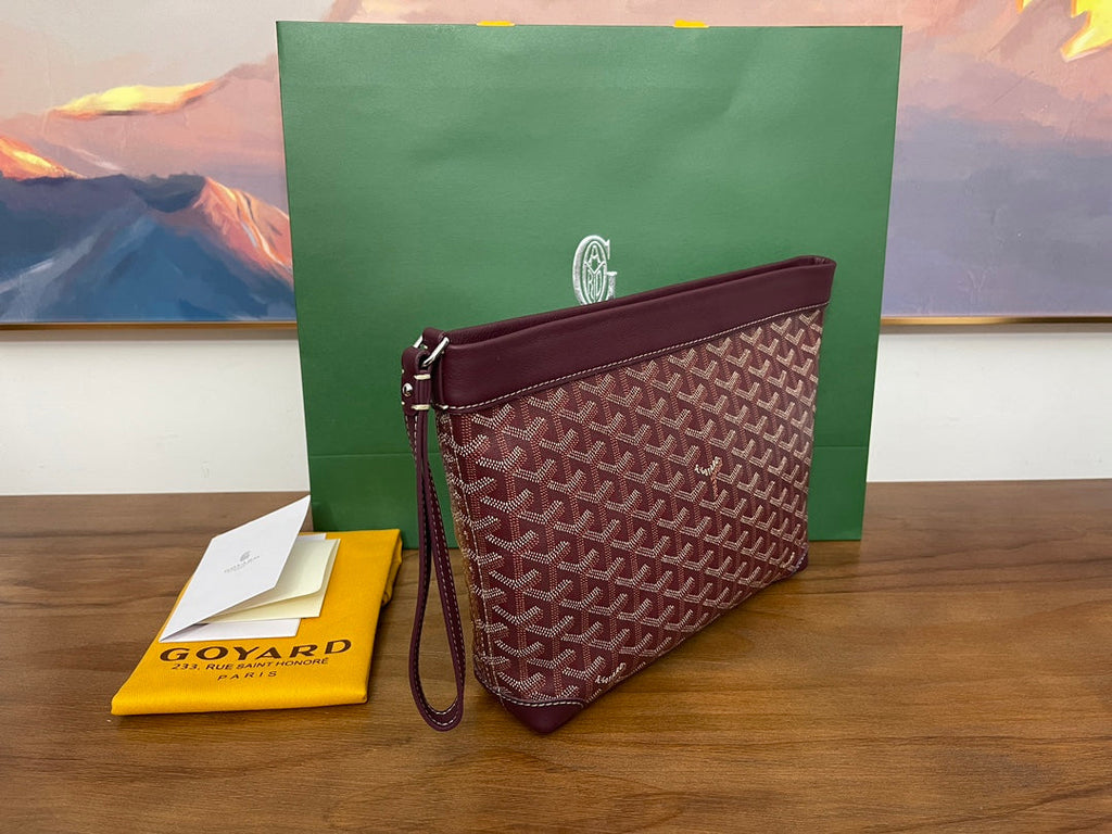 Goyard Conti Pouch Goyardine Canvas Calfskin GY028591 Wine Red