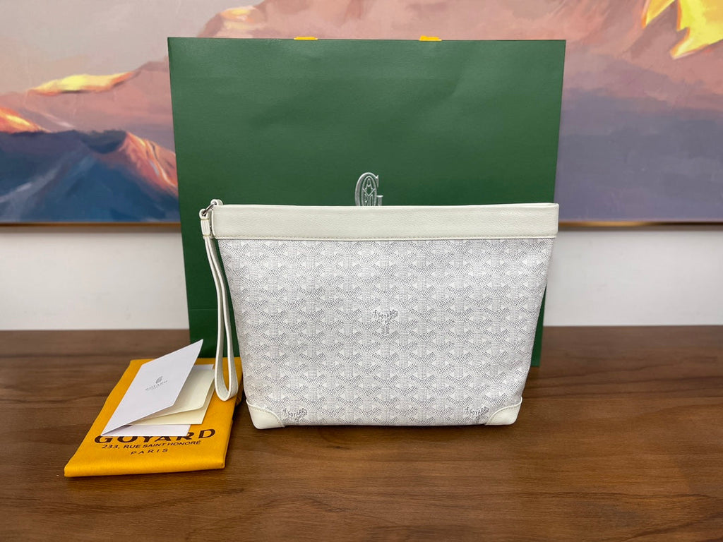 Goyard Conti Pouch Goyardine Canvas Calfskin GY028591 White