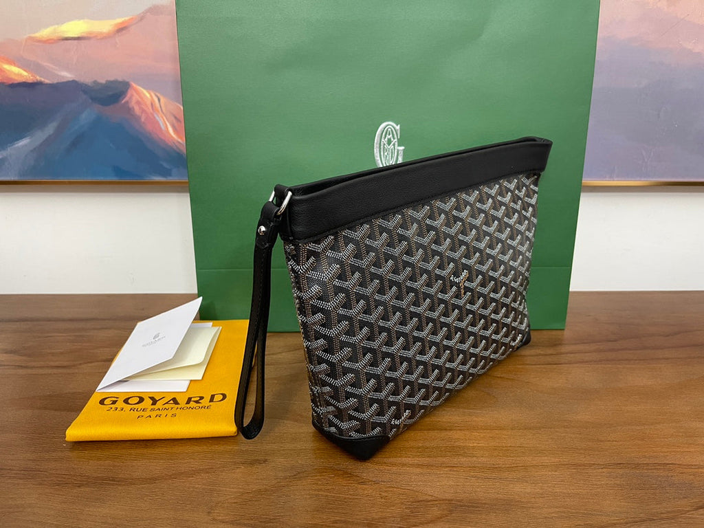 Goyard Conti Pouch Goyardine Canvas Calfskin GY028591 Black