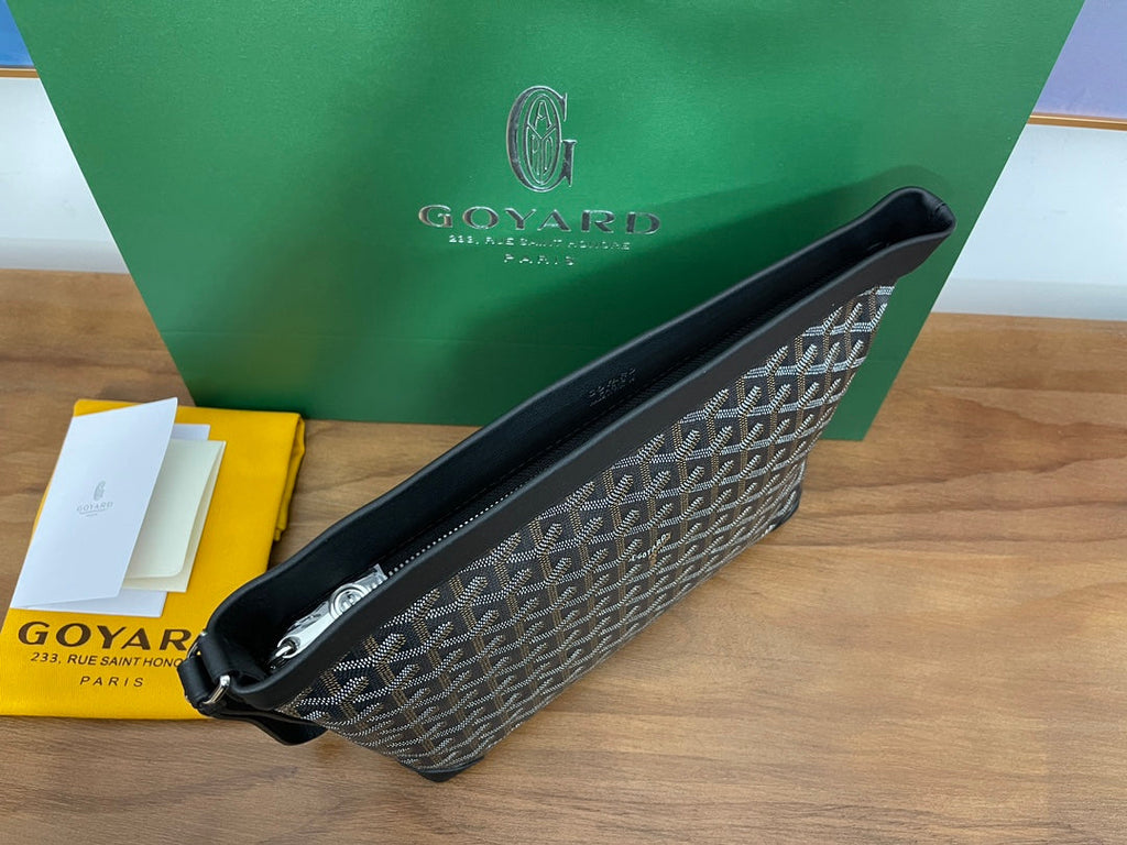 Goyard Conti Pouch Goyardine Canvas Calfskin GY028591 Black