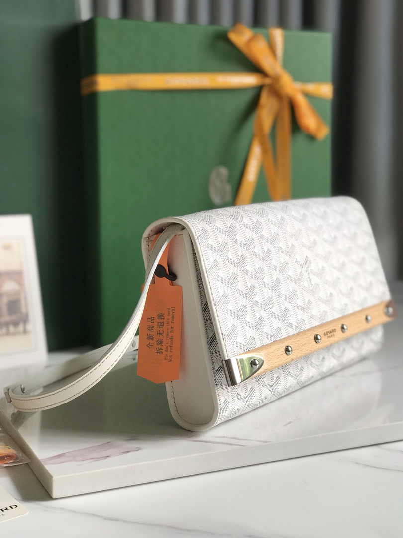 Goyard Monte-Carlo PM Clutch 020178 Goyardine Canvas White