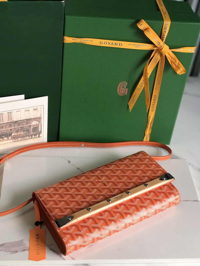 Goyard Monte-Carlo PM Clutch 020178 Goyardine Canvas Orange
