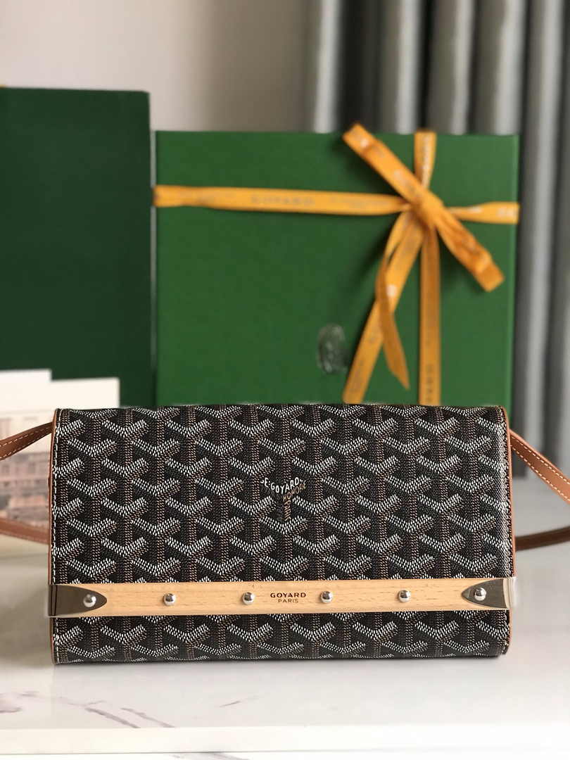 Goyard Monte-Carlo PM Clutch 020178 Goyardine Canvas Brown