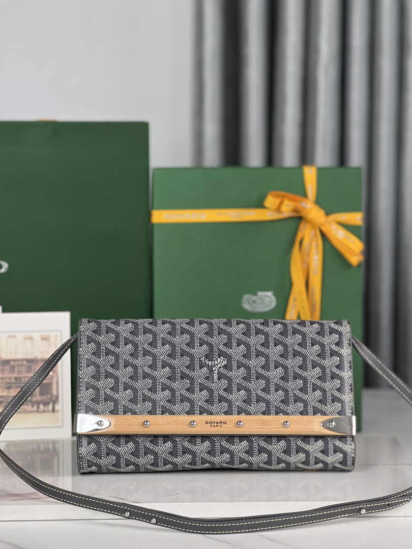 Goyard Monte-Carlo PM Clutch 020178 Goyardine Canvas Gray