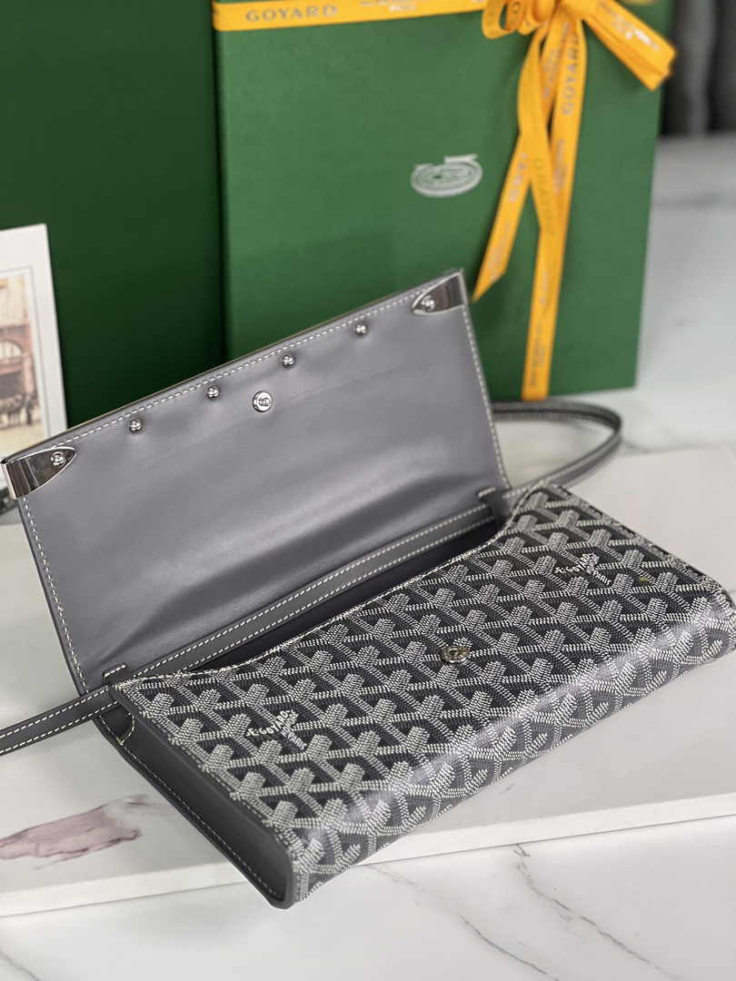 Goyard Monte-Carlo PM Clutch 020178 Goyardine Canvas Gray