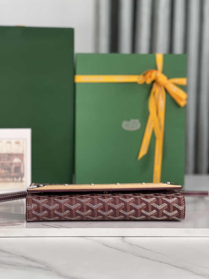 Goyard Monte-Carlo PM Clutch 020178 Goyardine Canvas Wine Red