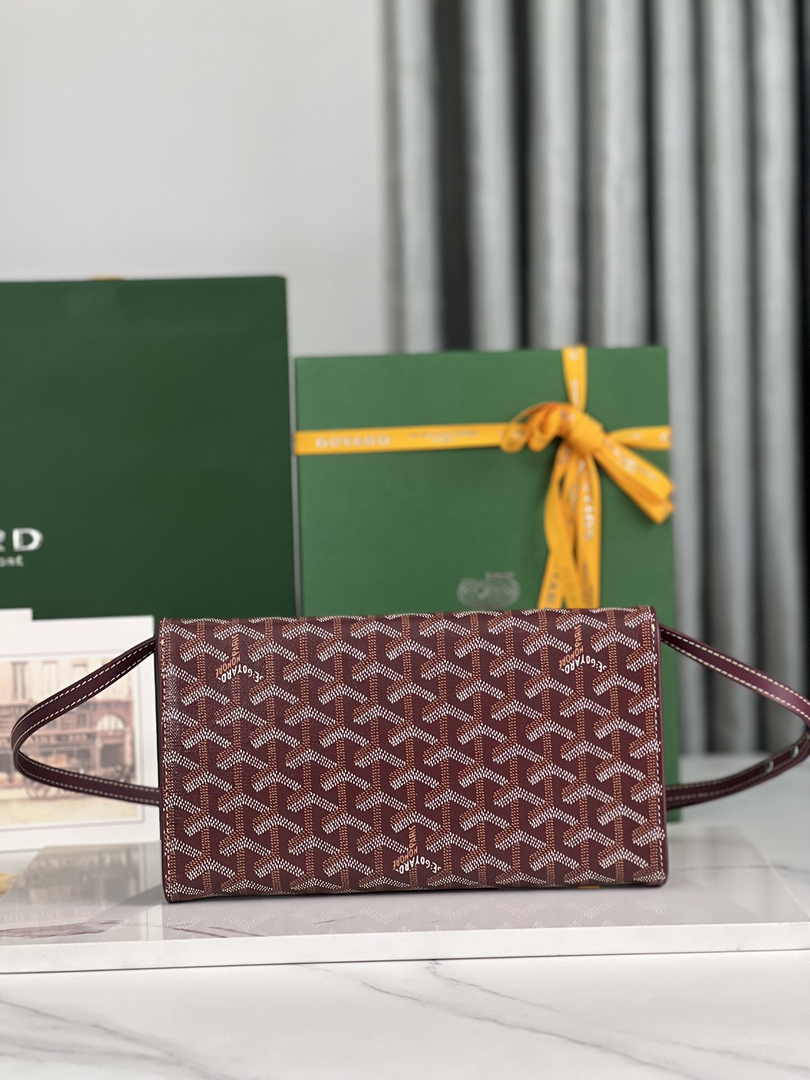 Goyard Monte-Carlo PM Clutch 020178 Goyardine Canvas Wine Red