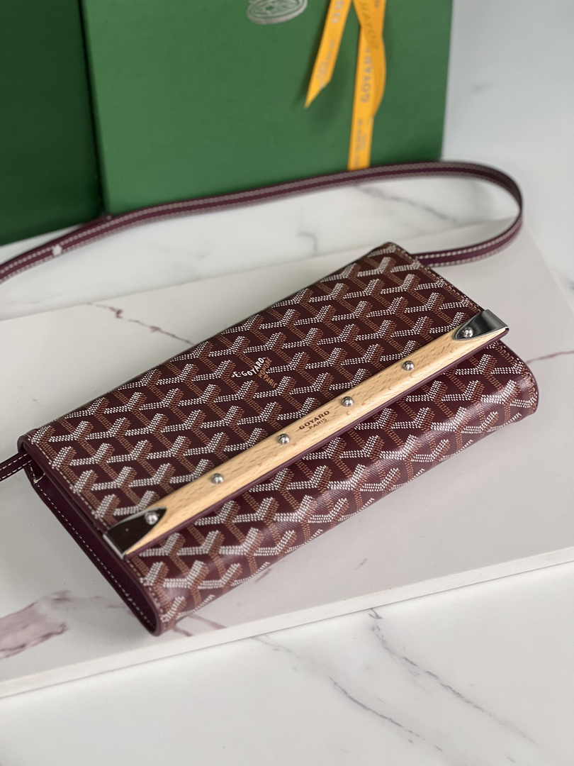Goyard Monte-Carlo PM Clutch 020178 Goyardine Canvas Wine Red
