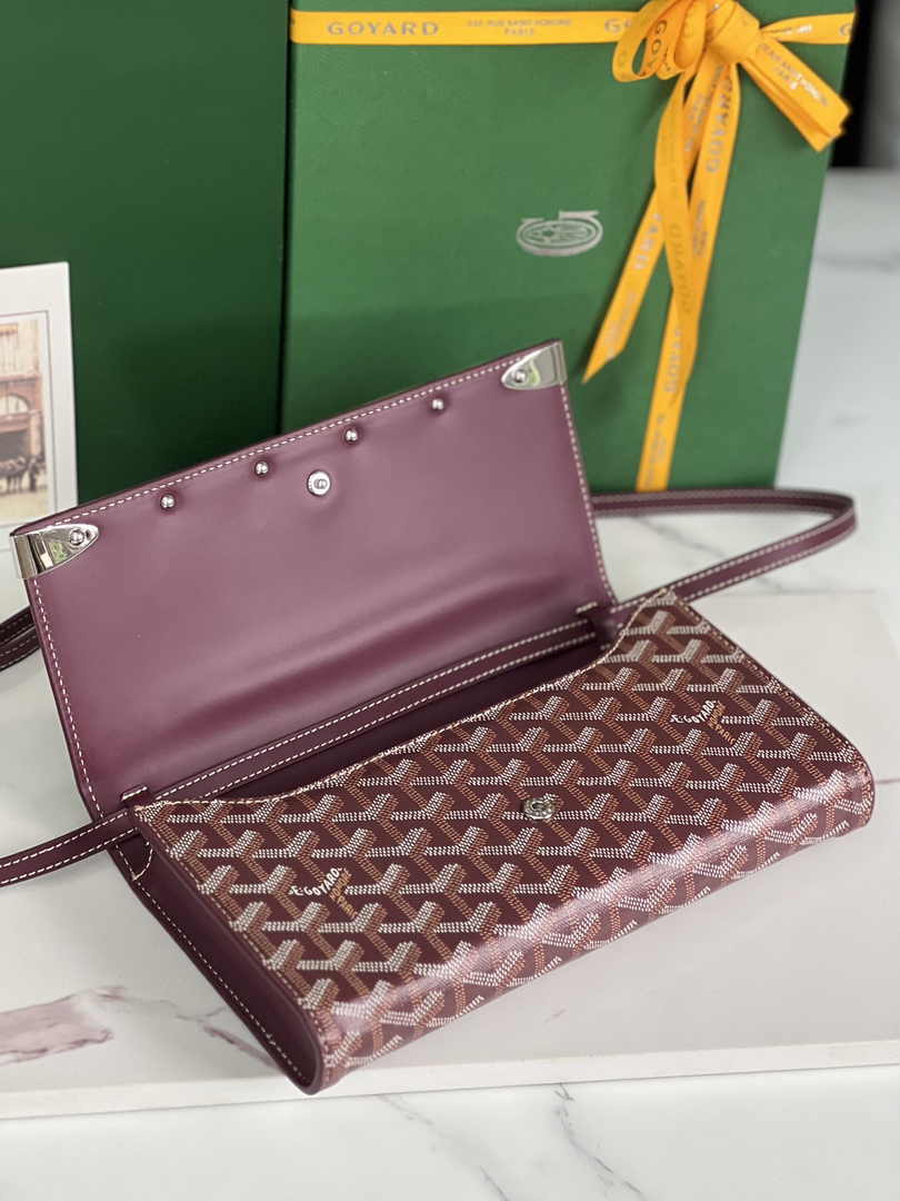Goyard Monte-Carlo PM Clutch 020178 Goyardine Canvas Wine Red