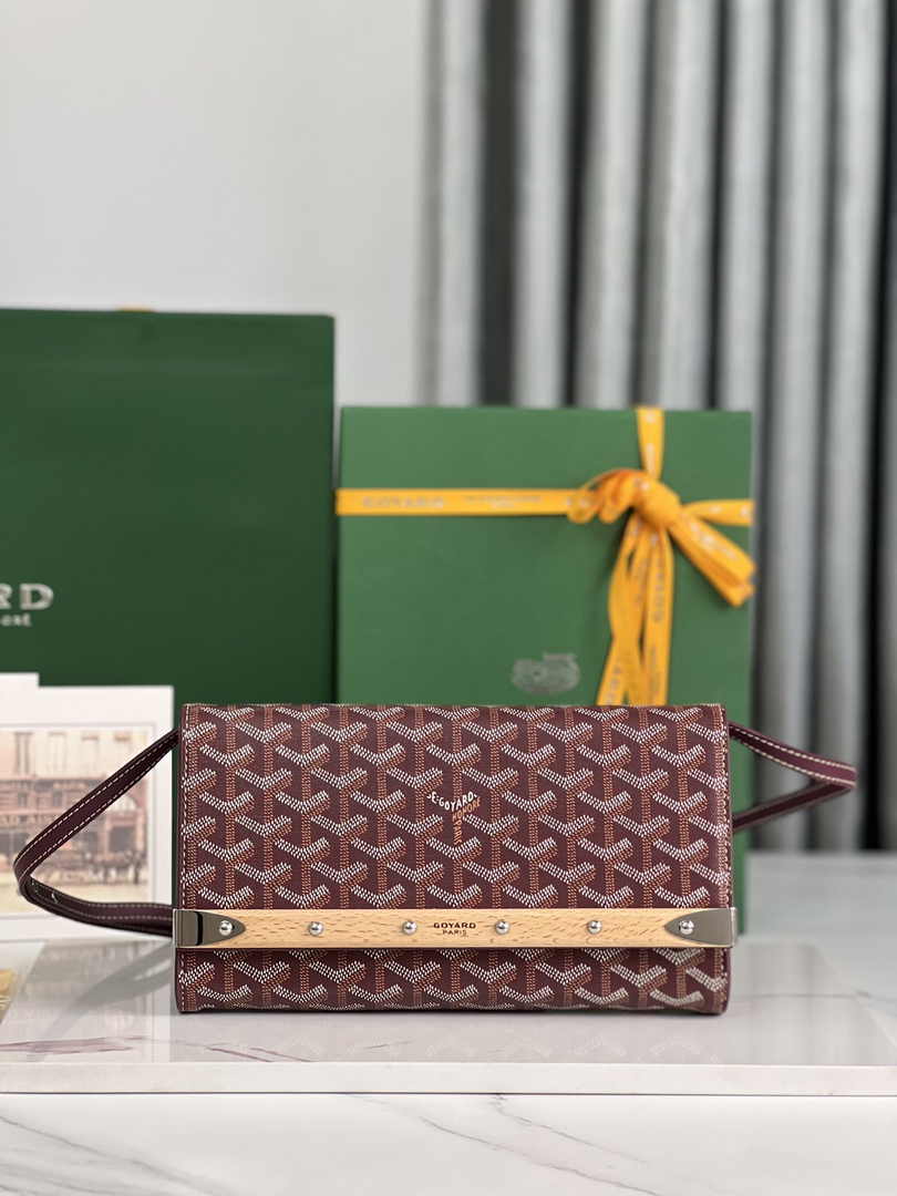 Goyard Monte-Carlo PM Clutch 020178 Goyardine Canvas Wine Red