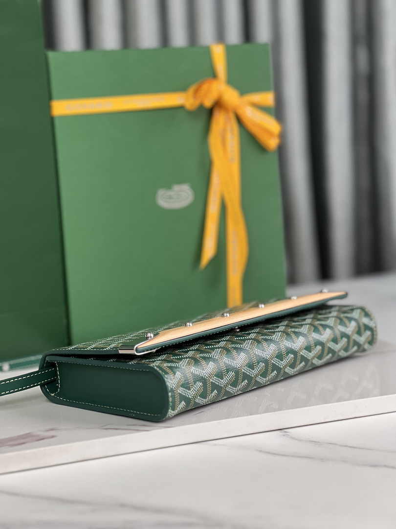 Goyard Monte-Carlo PM Clutch 020178 Goyardine Canvas Green