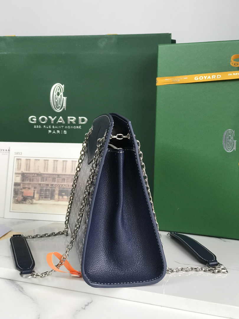 Goyard Rouette Structuré PM Bag 020805 Goyardine Canvas Dark Blue