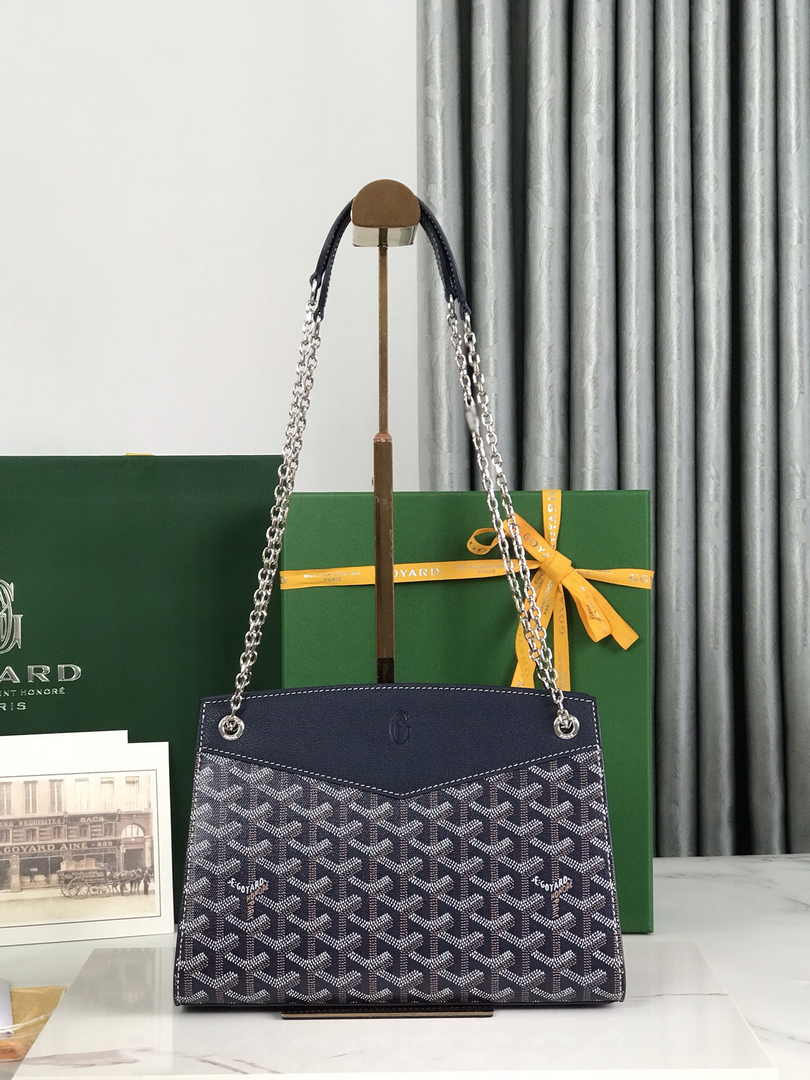 Goyard Rouette Structuré PM Bag 020805 Goyardine Canvas Dark Blue