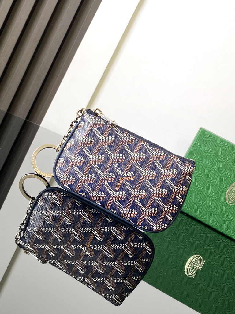 Goyard Sénat Nano Key Pouch 3317 Navy Blue Goyardine Canvas