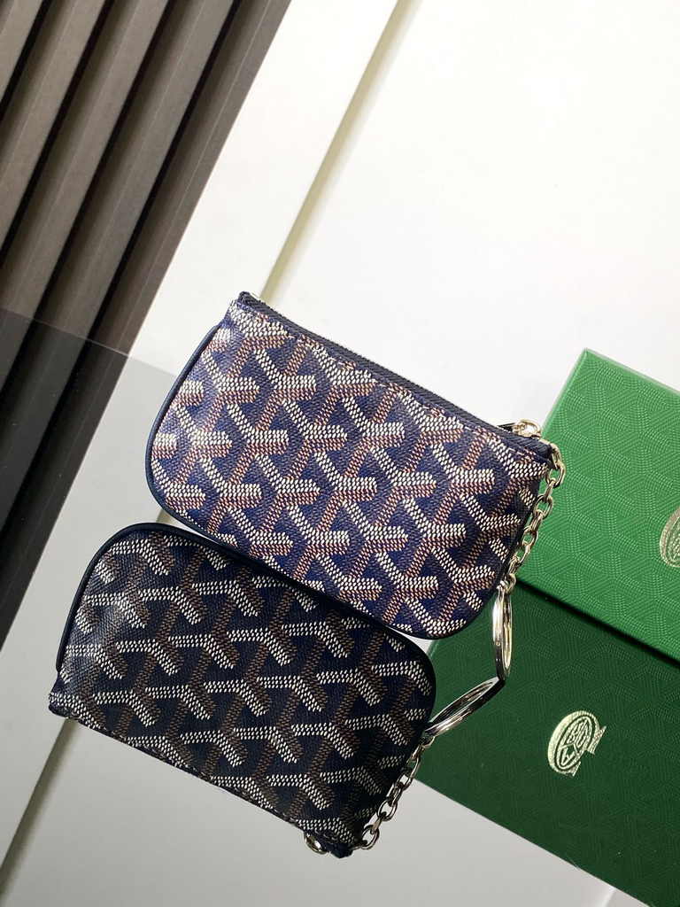 Goyard Sénat Nano Key Pouch 3317 Navy Blue Goyardine Canvas