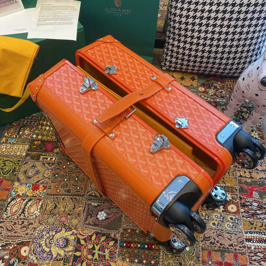 Goyard Travel Luggage 20 inch Orange Leather
