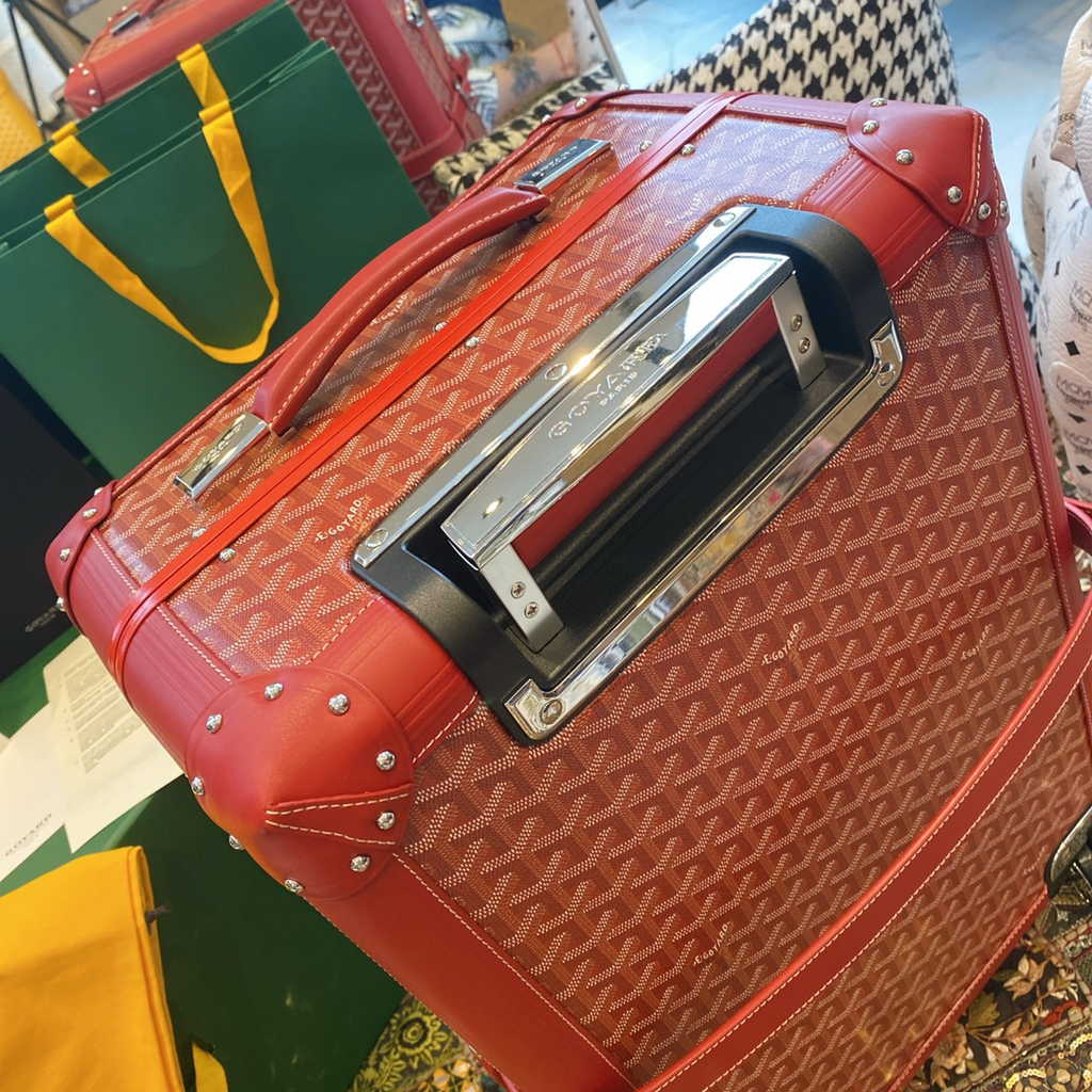 Goyard Travel Luggage 20 inch Red Leather